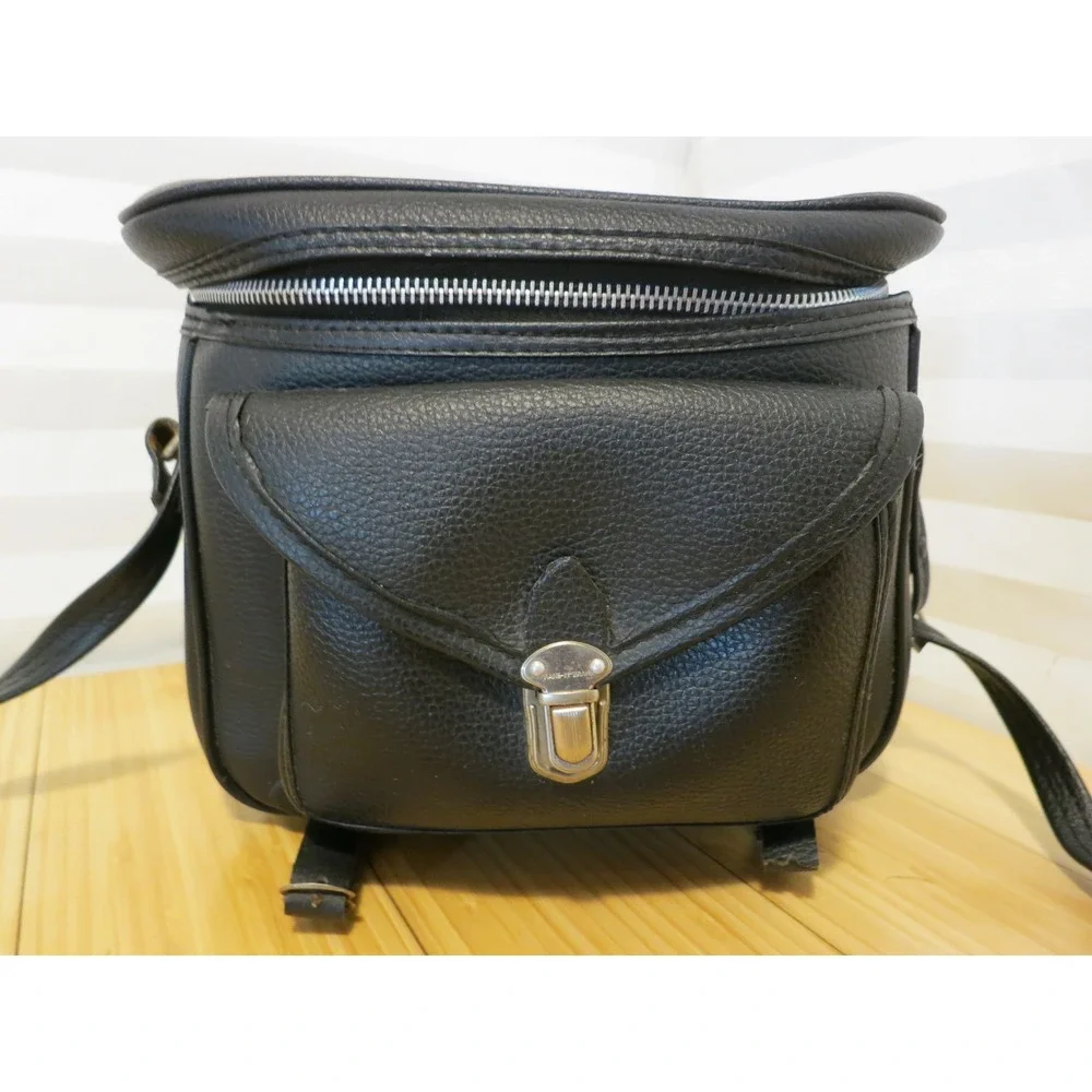 Vintage Kane-M Brand Black Zippered Bag Case With Strap 9x8x6 in. Made‎ in Korea